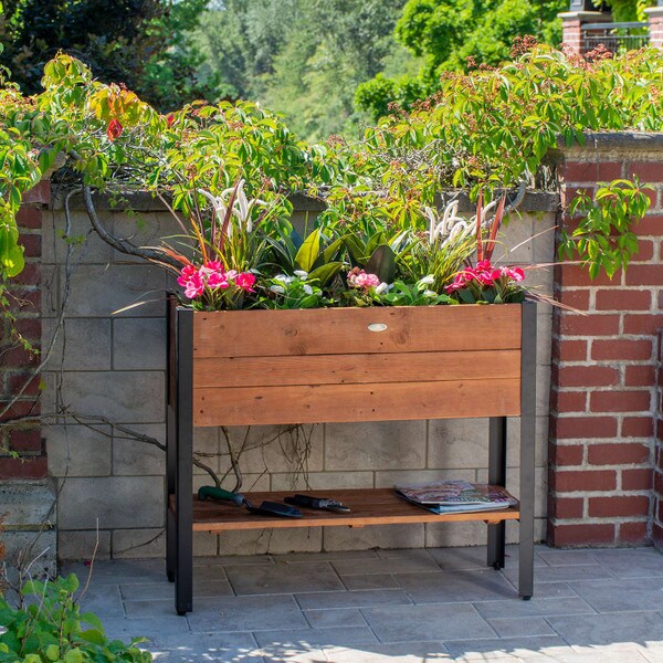 Raised Recycled Wood Planter Box